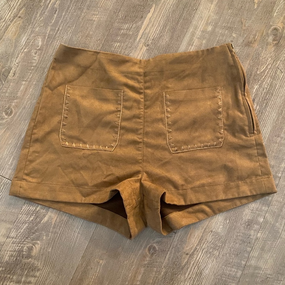 Faux Suede Tan Shorts ,
